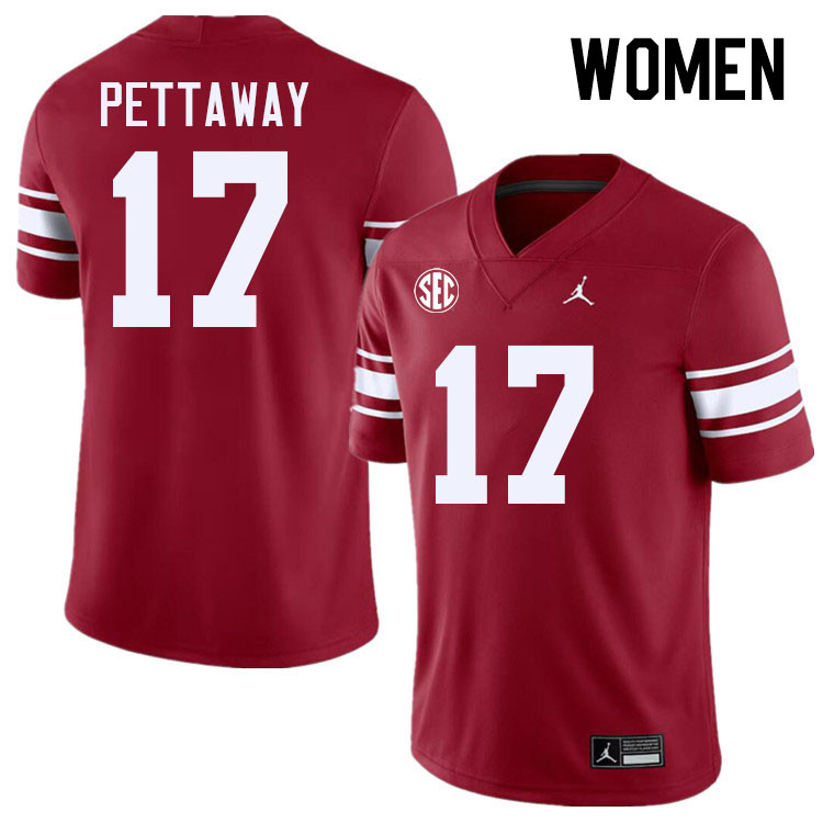 Women #17 Jaquaize Pettaway Oklahoma Sooners 2024 SEC Conference College Football Jerseys-Throwback